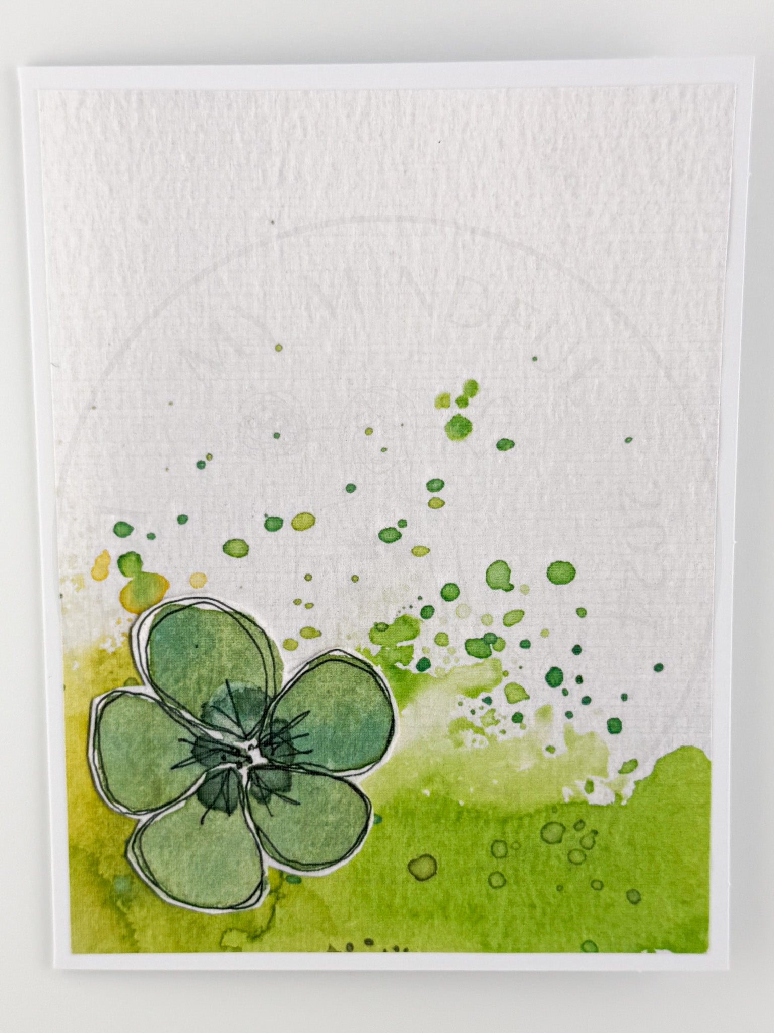Green Flower Blank Notecard