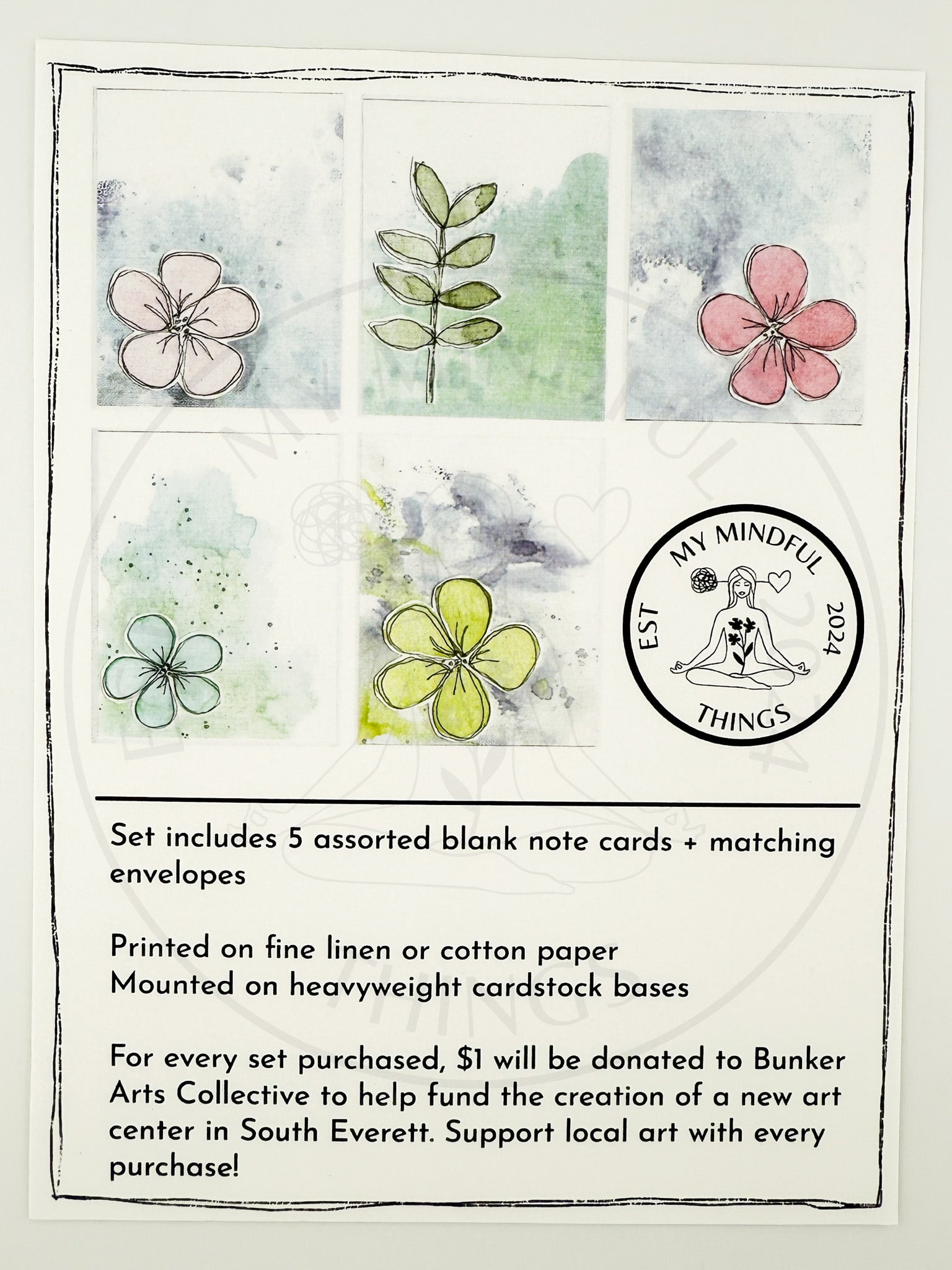Mixed Media Art Note Card Set 1 — 5 Cards & Envelopes