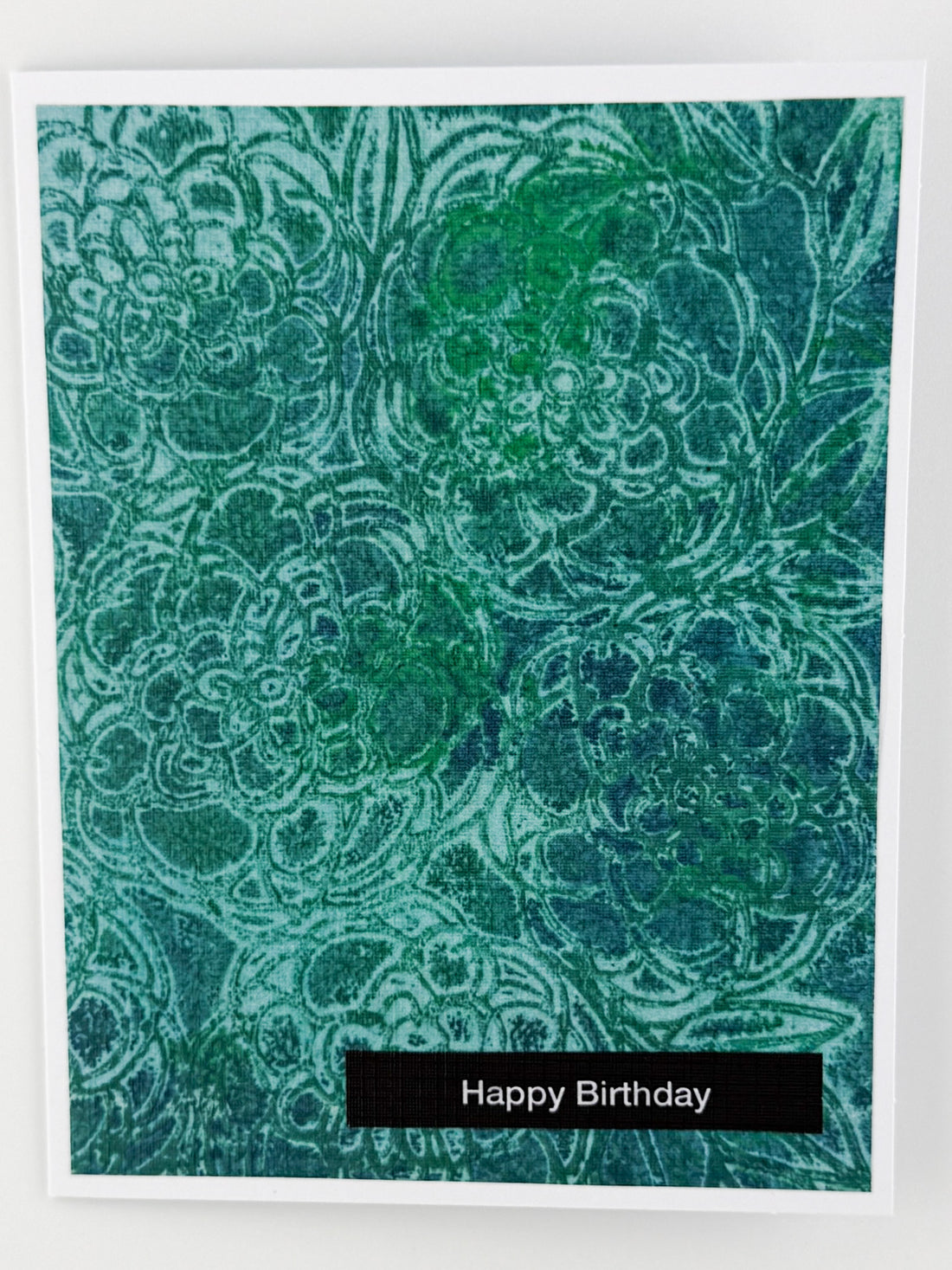 Intricate Green &amp; Blue Floral Happy Birthday Card