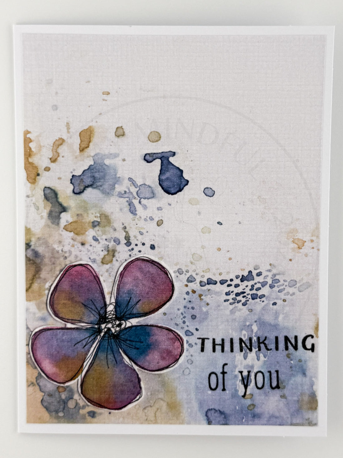 Bold Watercolor Flower Thinking of You Notecard