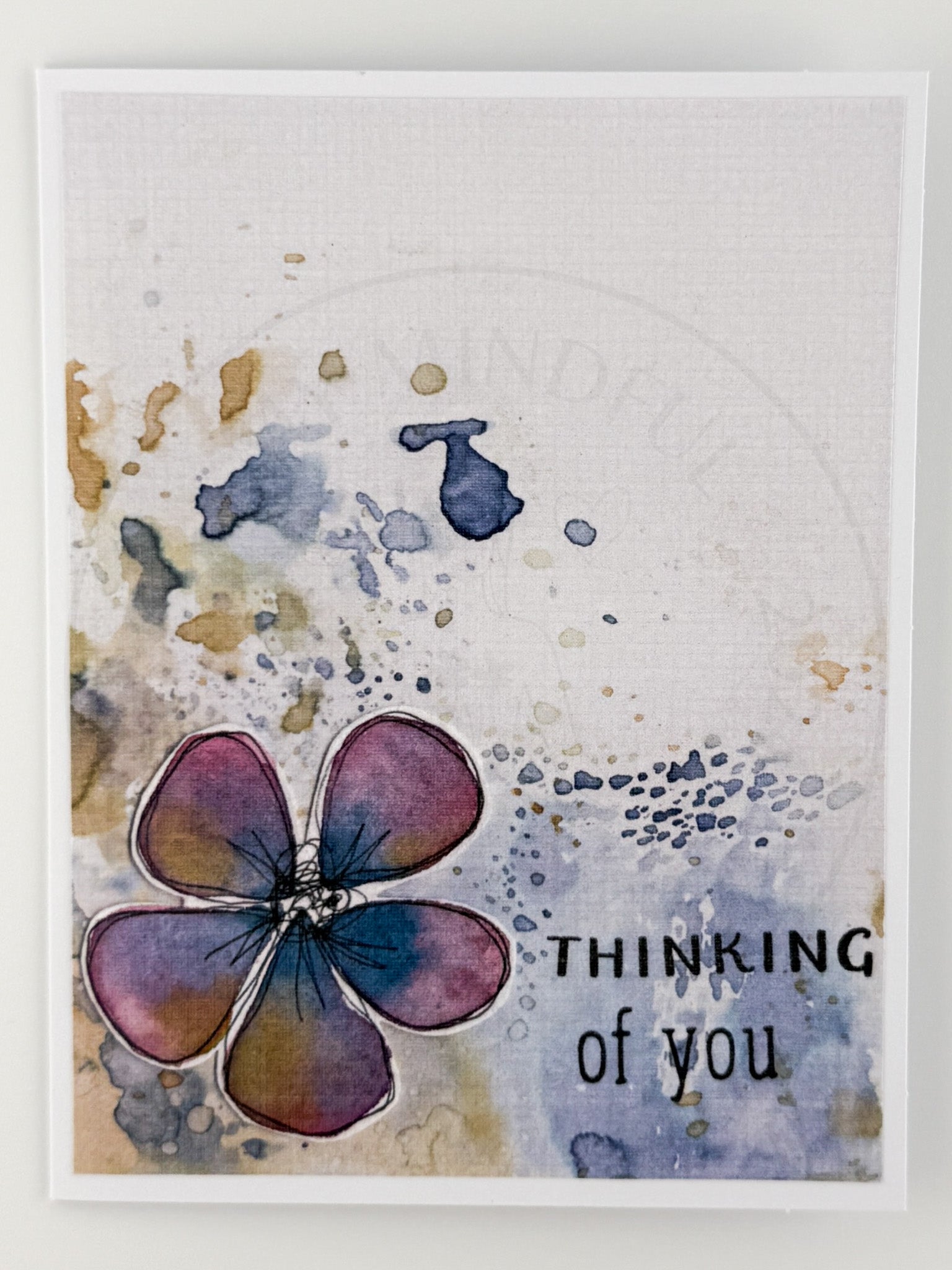 Bold Watercolor Flower Thinking of You Notecard