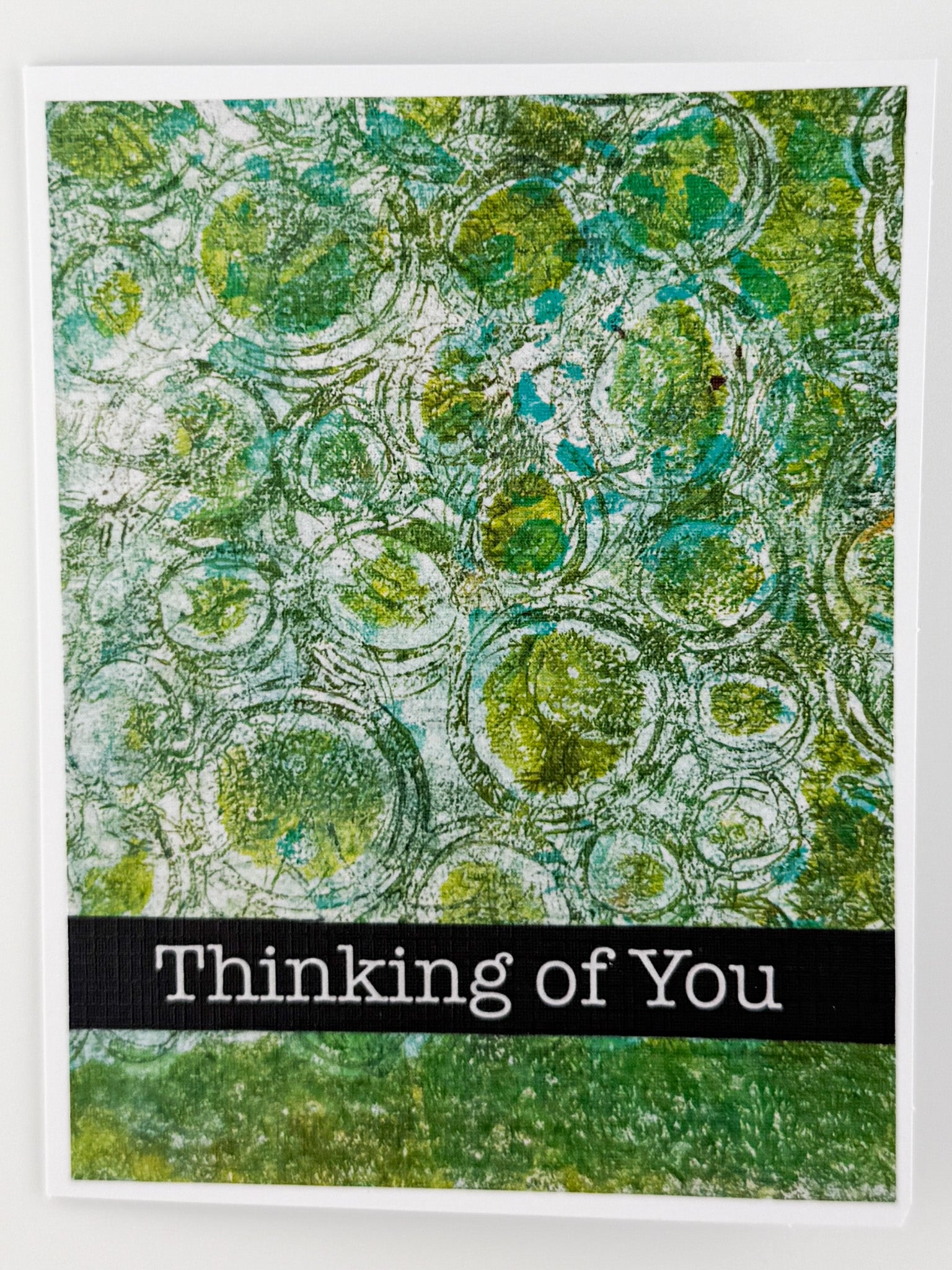 Thinking of You Notecard with Bold Olive Green Graphics