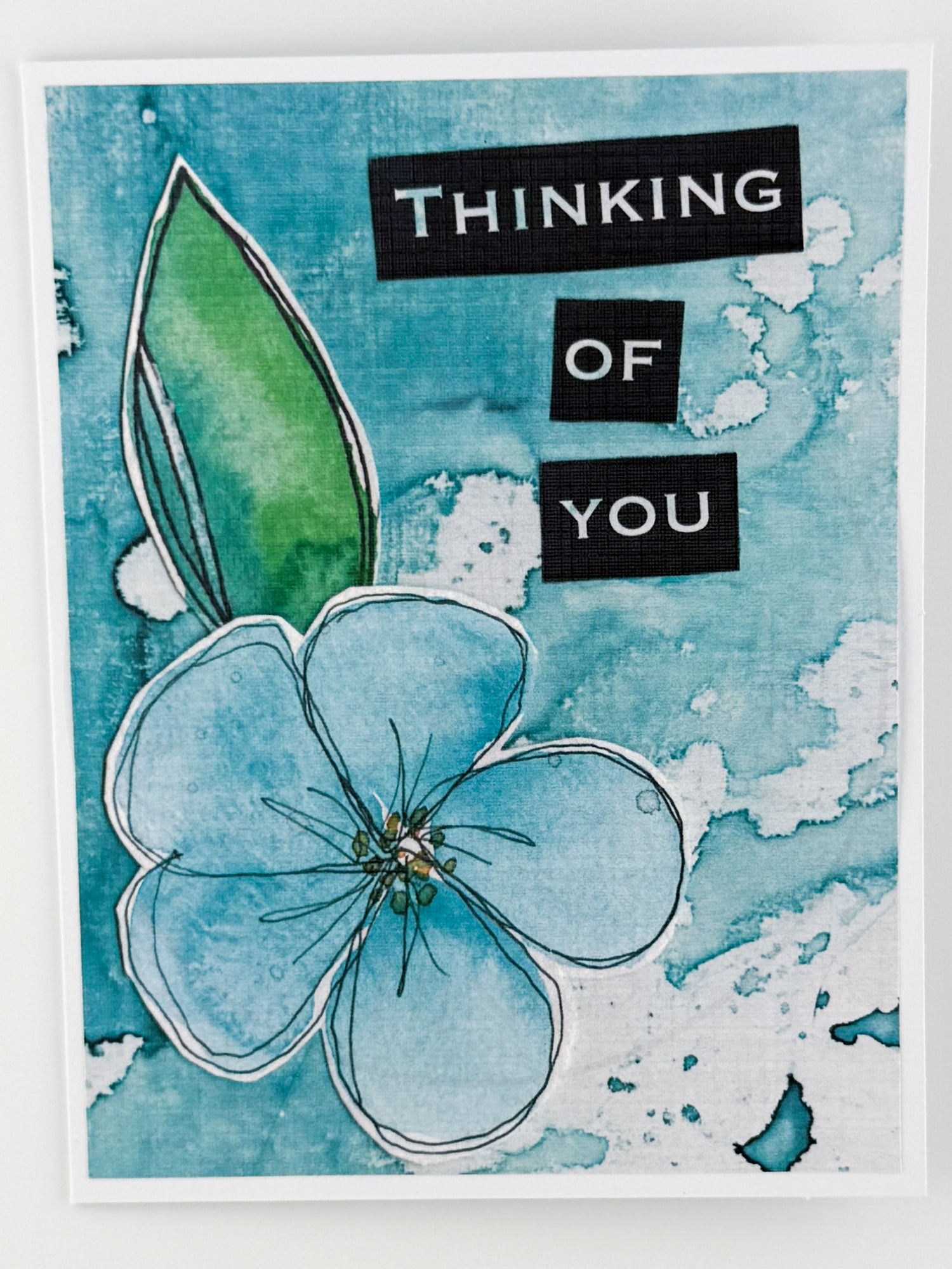 Soft Blue Waterflower Thinking of You Notecard