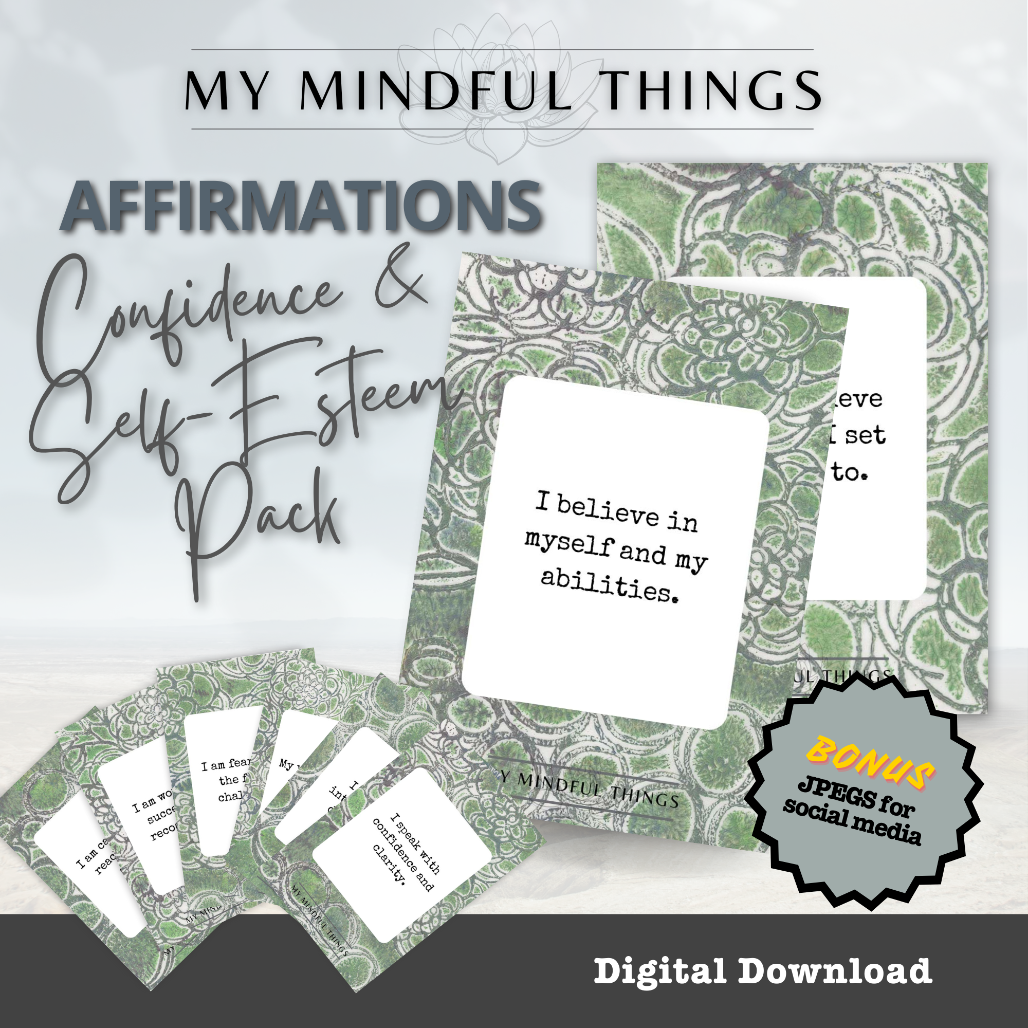 Confidence &amp; Self-esteem Affirmations (digtial download)