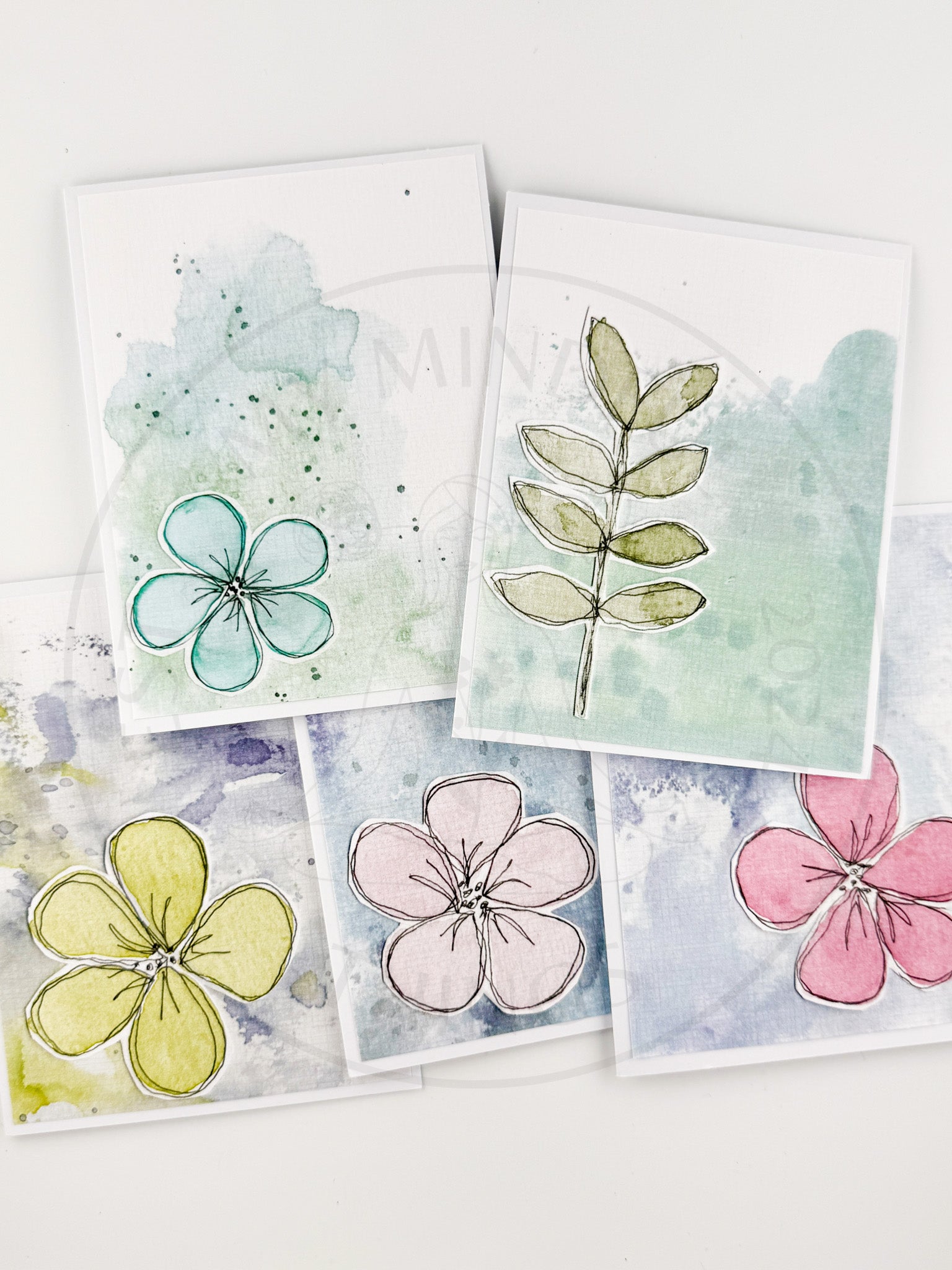 Mixed Media Art Note Card Set 1 — 5 Cards &amp; Envelopes