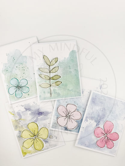 Mixed Media Art Note Card Set — 5 Cards &amp; Envelopes