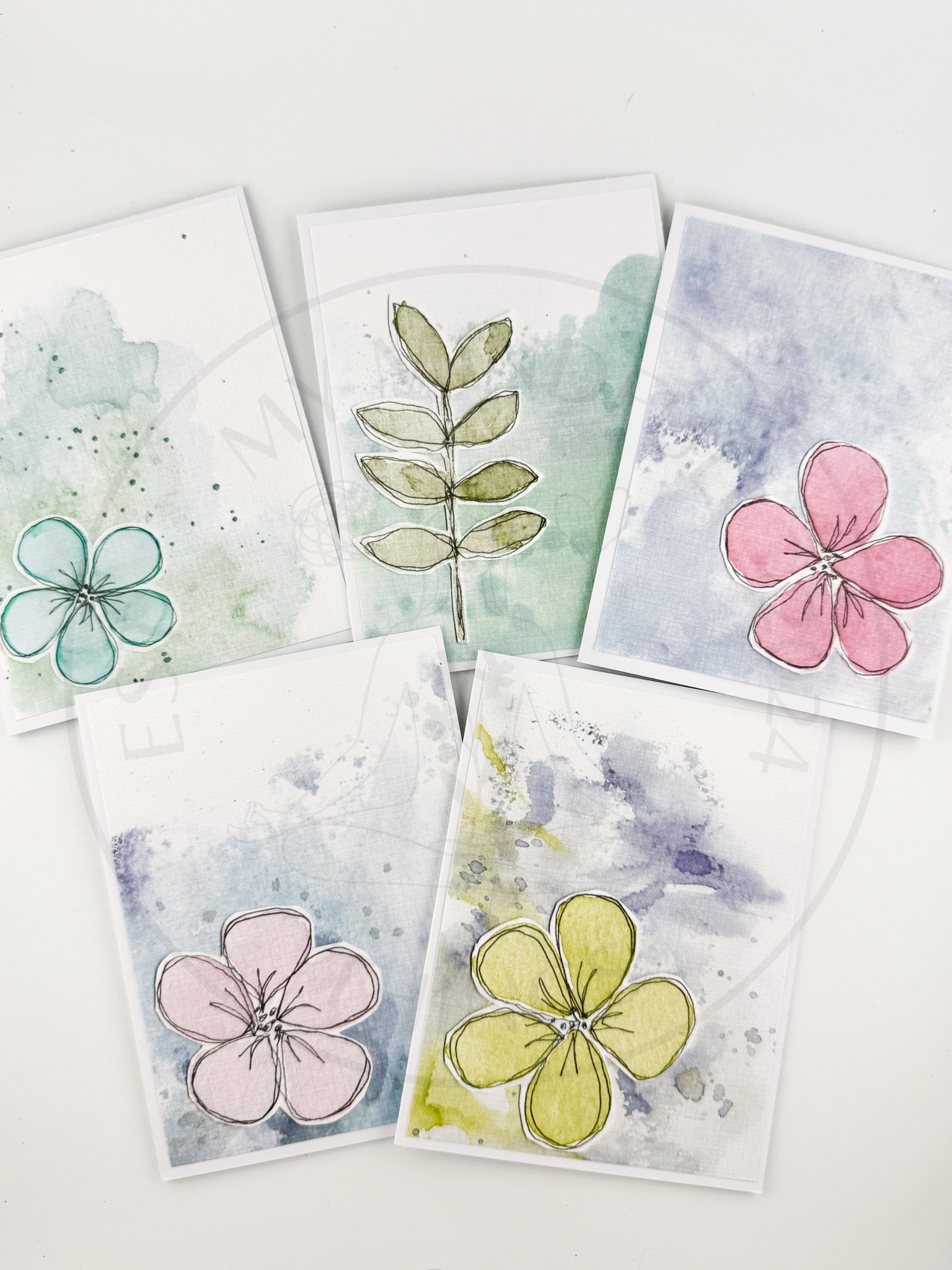 Mixed Media Art Note Card Set 1 — 5 Cards &amp; Envelopes
