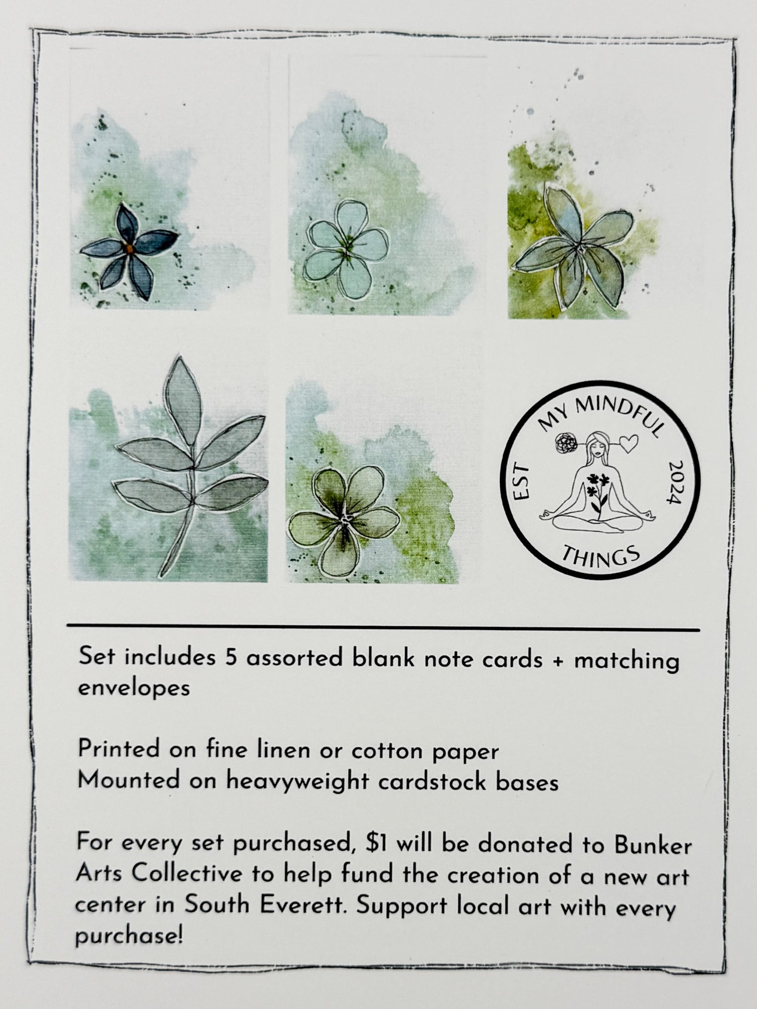 Mixed Media Art Note Card Set 2 — 5 Cards &amp; Envelopes